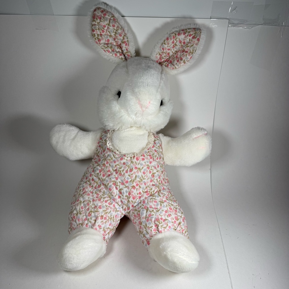 The Westcliff Collection Vintage Plush Bunny Rabbit 17" Floral Tulips Bib Korea